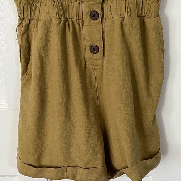 Urban Outfitters UO Malibu Romper Women Small Khaki Brown Sleeveless Linen Blend - Picture 4 of 13